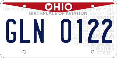 OH license plate GLN0122