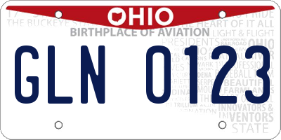 OH license plate GLN0123