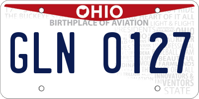 OH license plate GLN0127