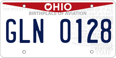 OH license plate GLN0128