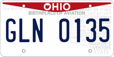 OH license plate GLN0135