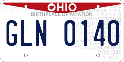 OH license plate GLN0140
