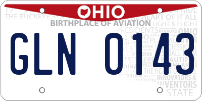 OH license plate GLN0143