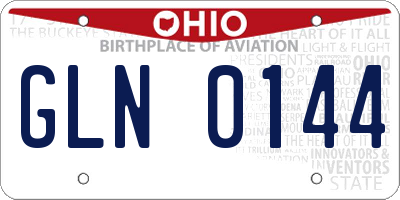 OH license plate GLN0144