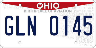 OH license plate GLN0145