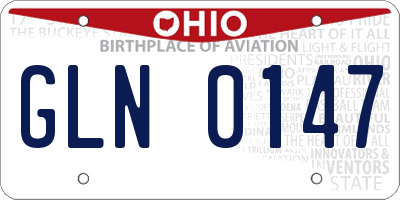OH license plate GLN0147