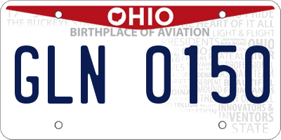 OH license plate GLN0150