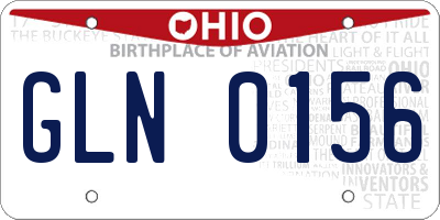 OH license plate GLN0156