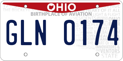 OH license plate GLN0174