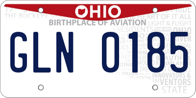 OH license plate GLN0185