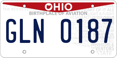 OH license plate GLN0187