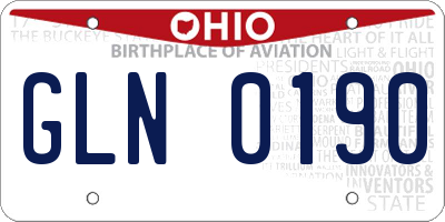 OH license plate GLN0190