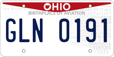 OH license plate GLN0191