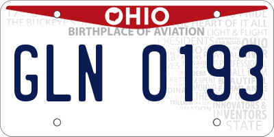 OH license plate GLN0193