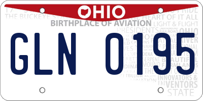 OH license plate GLN0195