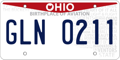 OH license plate GLN0211