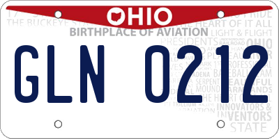 OH license plate GLN0212
