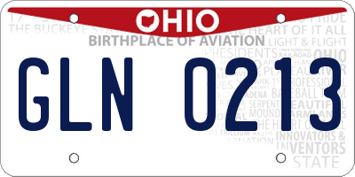 OH license plate GLN0213
