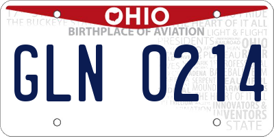 OH license plate GLN0214