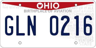 OH license plate GLN0216