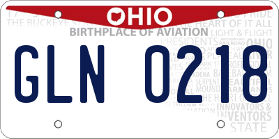OH license plate GLN0218