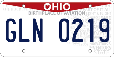 OH license plate GLN0219