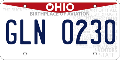 OH license plate GLN0230