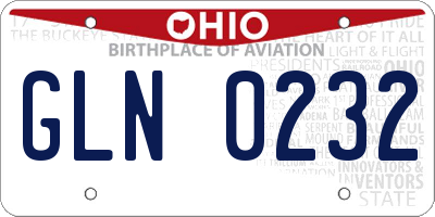 OH license plate GLN0232