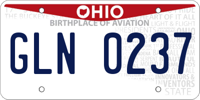 OH license plate GLN0237