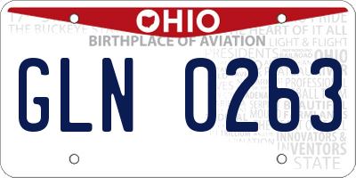 OH license plate GLN0263