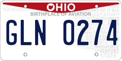 OH license plate GLN0274
