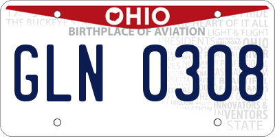 OH license plate GLN0308