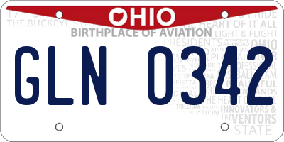 OH license plate GLN0342