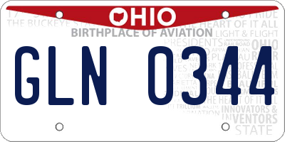OH license plate GLN0344