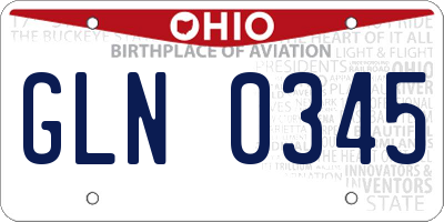 OH license plate GLN0345