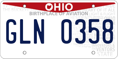 OH license plate GLN0358