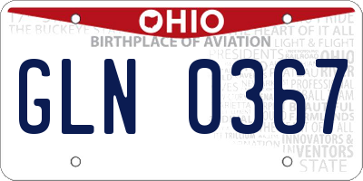 OH license plate GLN0367