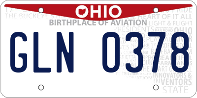 OH license plate GLN0378