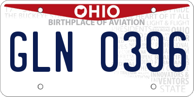 OH license plate GLN0396