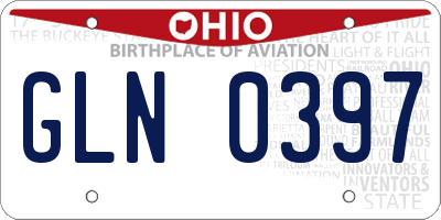 OH license plate GLN0397
