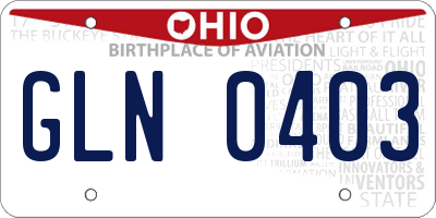 OH license plate GLN0403