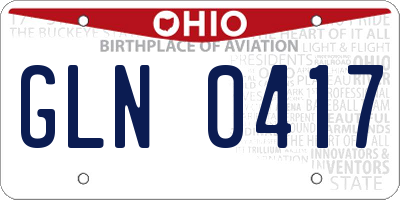 OH license plate GLN0417