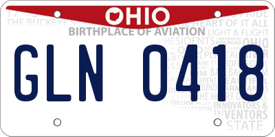 OH license plate GLN0418