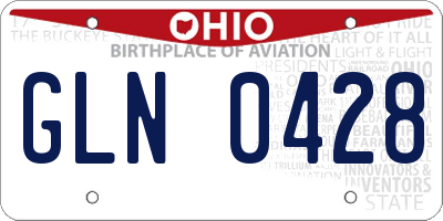 OH license plate GLN0428