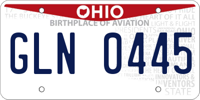 OH license plate GLN0445
