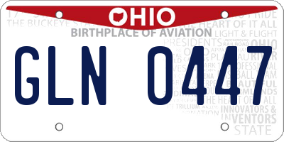 OH license plate GLN0447