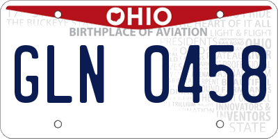 OH license plate GLN0458