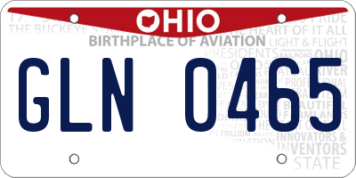 OH license plate GLN0465