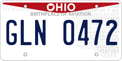 OH license plate GLN0472
