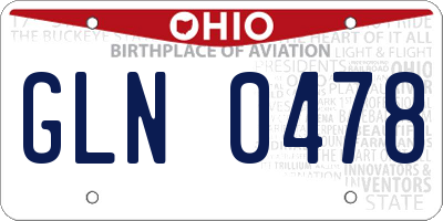OH license plate GLN0478